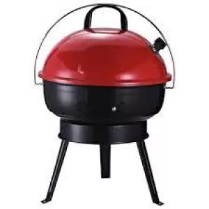 Image of Outsunny Red and Black Outdoor Portable Charcoal BBQ Grill Garden & Outdoor