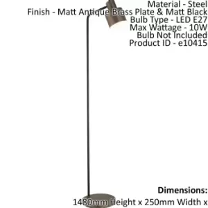 Image of Floor Lamp Light Matt Antique Brass & Matt Black 10W LED E27 Standing