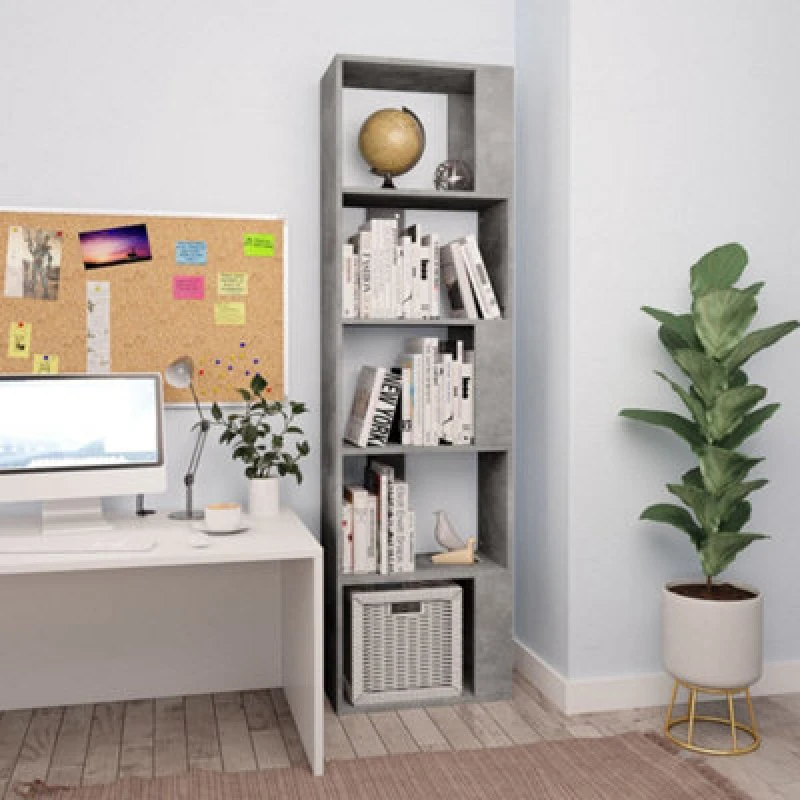 Image of Vidaxl Book Cabinet/room Divider Concrete Grey 45X24X159cm Engineered Wood