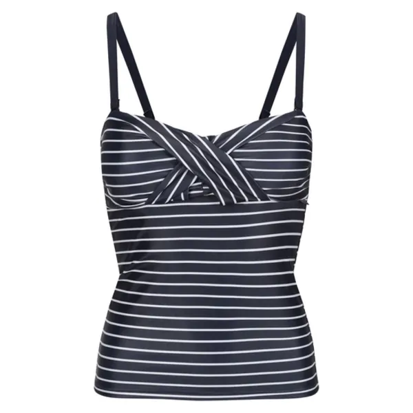 Image of Regatta Womens Aceana III Tankini Top 10 - Bust 34' (86cm) Navy/WhitStr RWM035-5XI-10