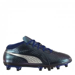 Image of Puma One 4 Childrens FG Football Boots - Navy/Silver