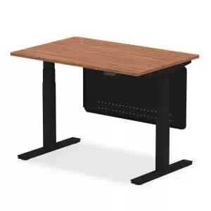 Image of Air 1200 x 800mm Height Adjustable Desk Walnut Top Black Leg With