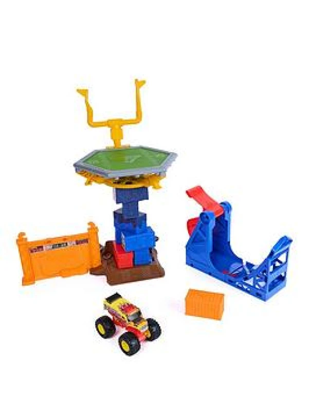 Image of Monster Jam Smash & Bash Crash Course Playset with Launcher Exclusive 1:64 Scale Monster Truck 16-inch Obstacle Tower with Trampoline Kids Toys for