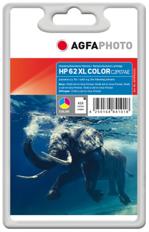 Image of AgfaPhoto APHP62CXL ink cartridge Cyan. Magenta. Yellow
