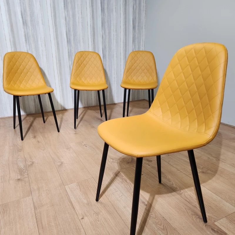 Image of KOSY KOALA Dining Chairs Set Of 4 Mustard Chairs Stitched Faux Leather Chairs, Soft Padded Seat Living Room Chairs , Kitchen Chairs Mustard