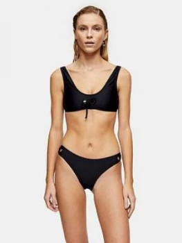 Image of Topshop Eyelet Tie Bikini Top - Black