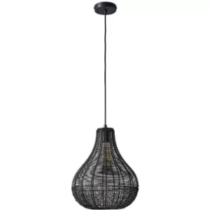 Image of Black Wicker Design Pendant Ceiling Light Fitting