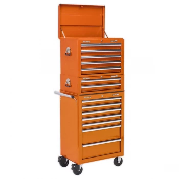 Image of Sealey APSTACKTO Topchest, Mid-Box & Rollcab Combi 14 Drawer Ball ...