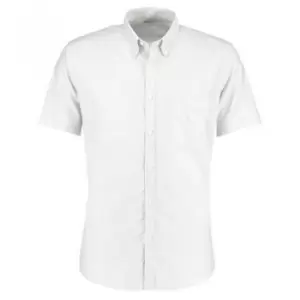 Image of Kustom Kit Mens Slim Fit Short Sleeve Oxford Shirt (14.5) (White)