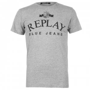 Image of Replay Jeans Logo T Shirt - Grey Mel M02