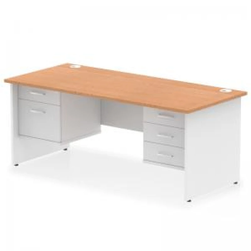 Image of Impulse Impulse 1800 x 800mm Straight Office Desk Oak Top White Panel End Leg with 1 x 2 Drawer and 1 x 3 Drawer Fixed Pedestal MIRDP18FP2FP3OAKWHT