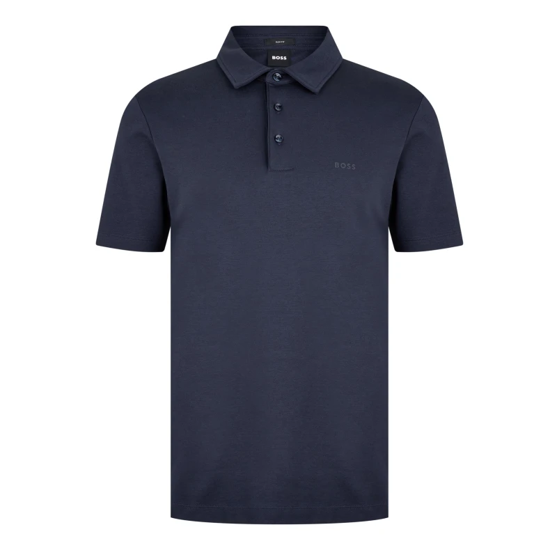 Image of Boss Mens Black Palosh 30 Slim Fit Polo Shirt Dark Blue male Small