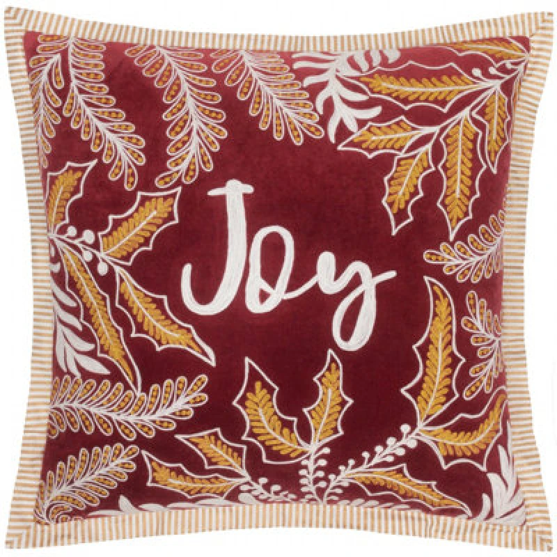 Image of Winter Joy Embroidered Cushion Red, Red / 50 x 50cm / Polyester Filled