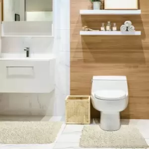 Image of Emma Barclay - Tumble Twist 100% Cotton Bath Mat & Pedestal Mat Set, Cream