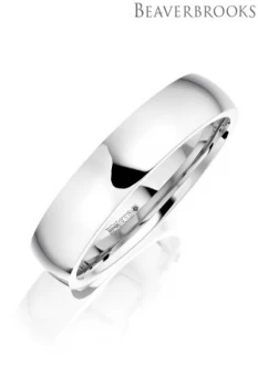 Image of Mens Beaverbrooks Mens Palladium Plain Wedding Ring Silver