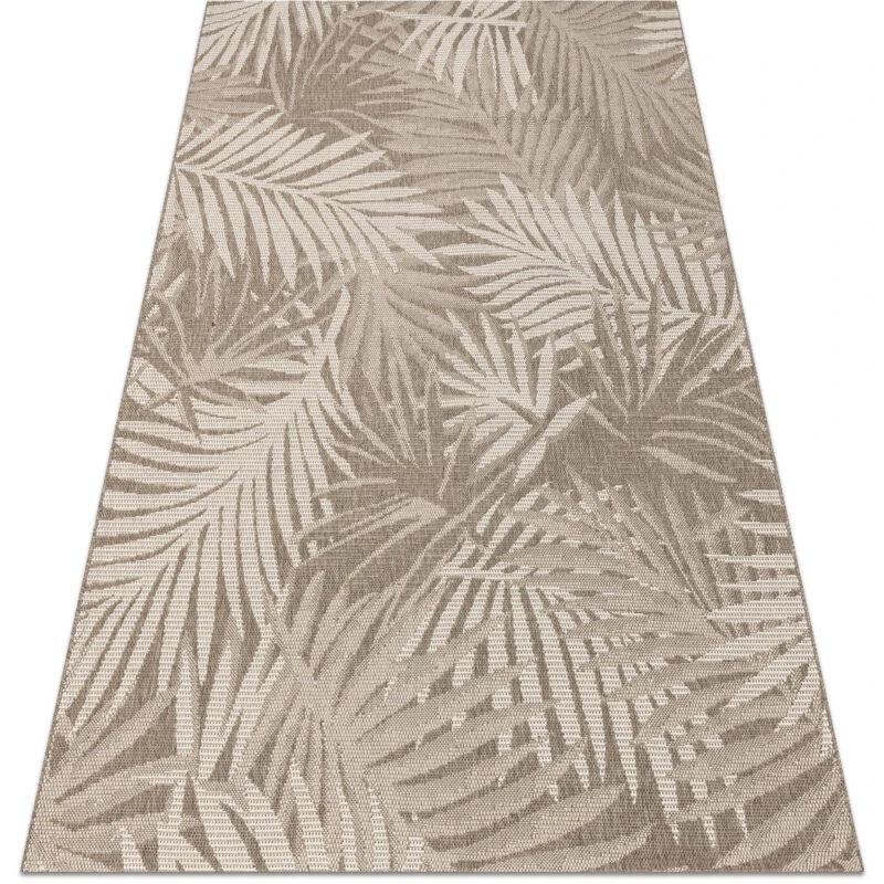 Image of RugsX Carpet Sizal Floorlux 20504 Leaves Taupe / Champagne Jungle 80X150 Cm