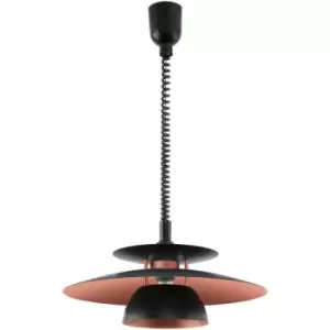 Image of Netlighting Brenda 1 Light Rise & Fall Dome Ceiling Pendant Black, E27