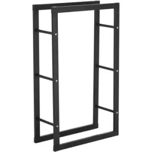 Image of Homcom - 100cm Metal Firewood Log Holder Rack Elevated Design, Base Side Rails