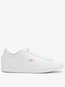 Image of Juniors' Lacoste Carnaby Synthetic Trainers Size 4 UK Junior White