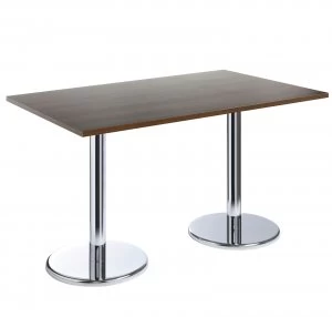 Image of Pisa Rectangular Table With Round Chrome Base 1300mm x 800mm - Walnut