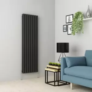 Image of Norden 1600 x 473mm Anthracite Double Oval Tube Vertical Radiator