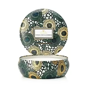 Image of Voluspa Japonica French Cade & Lavender 3 Wick Candle in Decorative Tin