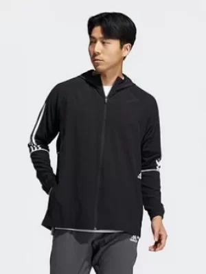 Image of adidas Player 3-stripes Windbreaker Track Top, White, Size L, Men