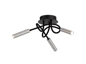 Image of Semi Flush Ceiling, 3 Light Adjustable Arms, 3 x 5W LED Dimmable, 3000K, 930lm, Black, Aluminium