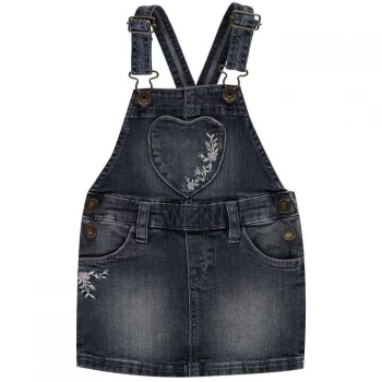 Image of Benetton Embroidered Dungaree Dress - Blue