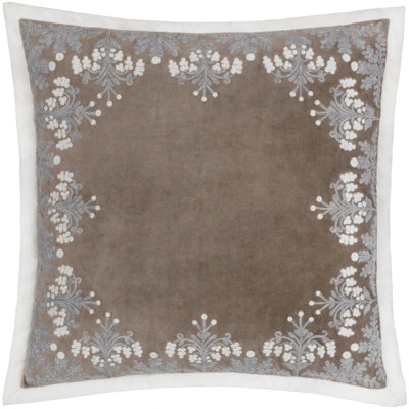 Image of Paoletti Paoletti Winter Bloom Embroidered Polyester Filled Cushion in Taupe Size: 50cm x 50cm Taupe 50cm x 50cm Unisex 5025532865007