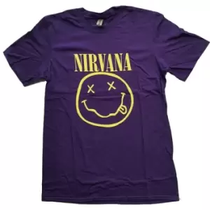 Image of Nirvana - Yellow Smiley Unisex XXX-Large T-Shirt - Purple