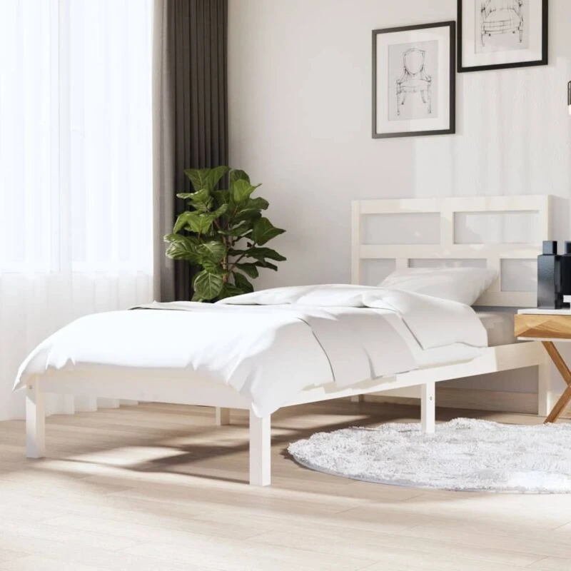 Image of VIDAXL Bed Frame without Mattress White Single Solid Wood Vidaxl 8720286961711