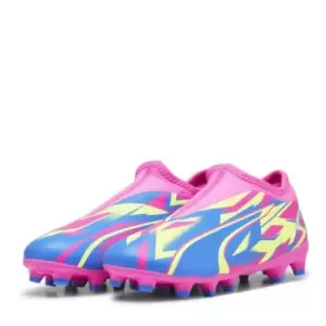 Image of Puma Ultra Match.3 Energy Laceless Juniors Firm Ground Football Boots - Pink