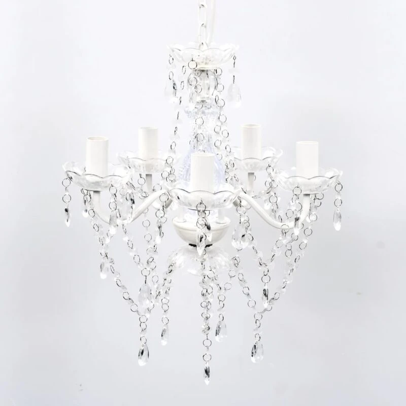 Image of vidaXL Crystal Light 5 Bulbs Transparent Chandelier Ceiling Lighting Fixture