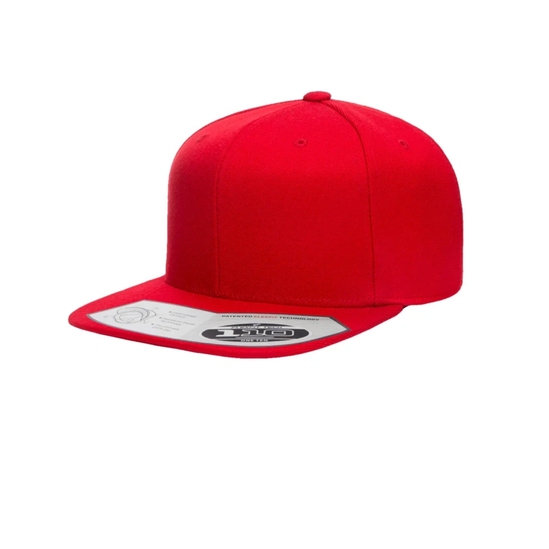 Image of Yupoong Mens Flexfit 110 Plain Fitted Snapback Cap in Red Red Male One Size