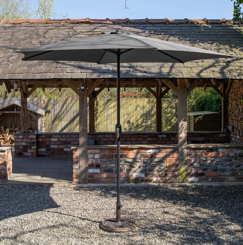 Image of Samuel Alexander 2.7m Havana Garden Patio Parasol with Crank Handle and Cover in Grey