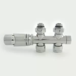 Image of Towelrads Twin Straight TRV and Lockshield Valves Round Chrome 1/2" - 345160