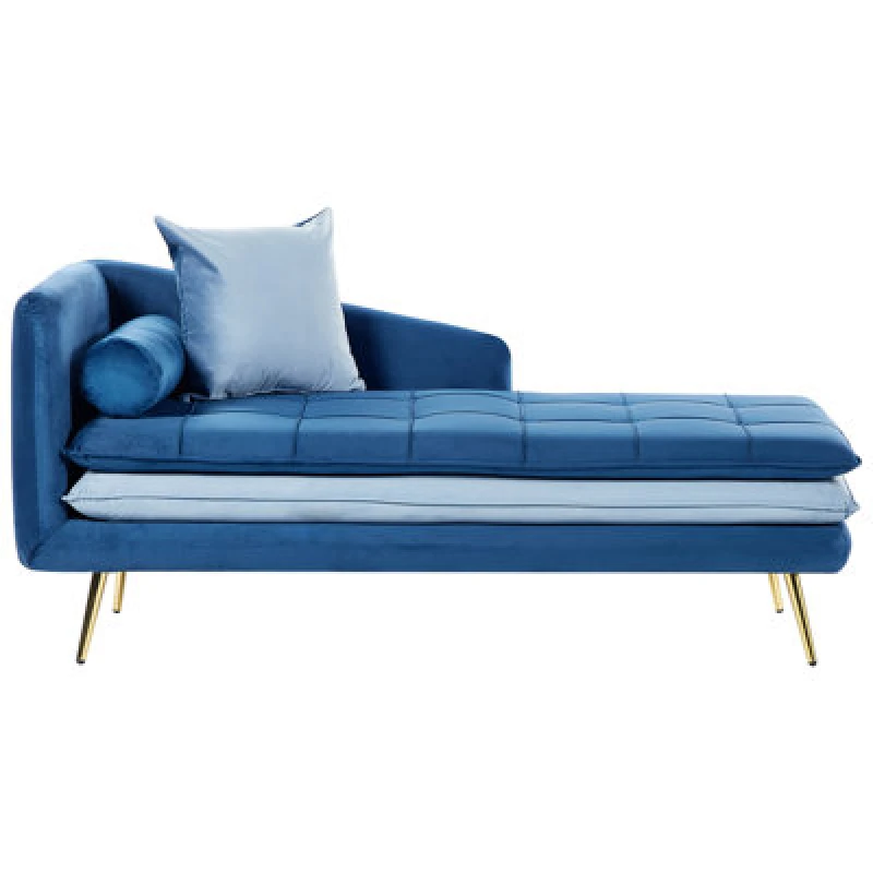 Image of Beliani Left-Hand Chaise Lounge Gonesse Velvet Blue