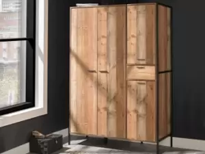 Image of LPD Hoxton Rustic 4 Door 1 Drawer Large Wardrobe Flat Packed