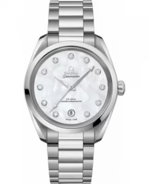 Image of Omega Seamaster Aqua Terra 150m Master Co-Axial Chronometer 38 MM Mother of Pearl Dial Stainless Steel Womens Watch 220.10.38.20.55.001 220.10.38.20.