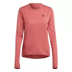 Image of adidas Run Icons Running Long-Sleeve Top Womens - Red