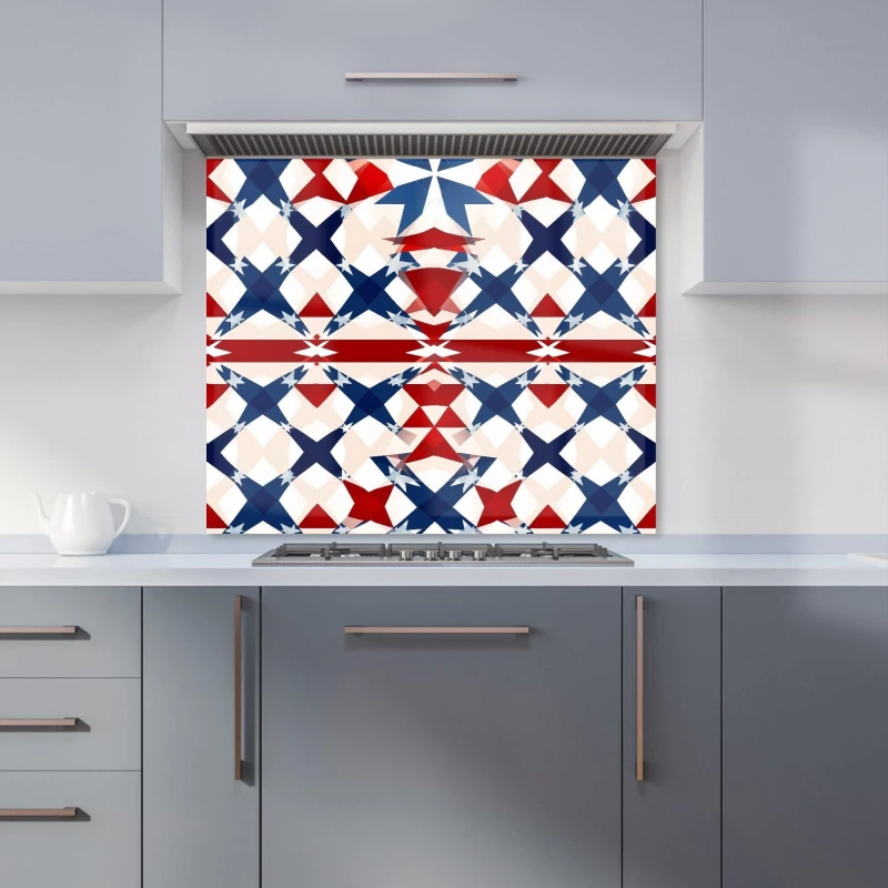 Image of Warren Reed - Designer American Flag Abstract Pattern Kitchen Splashback in Blue Size: 600mm x 750mm Blue Unisex 600mm x 750mm