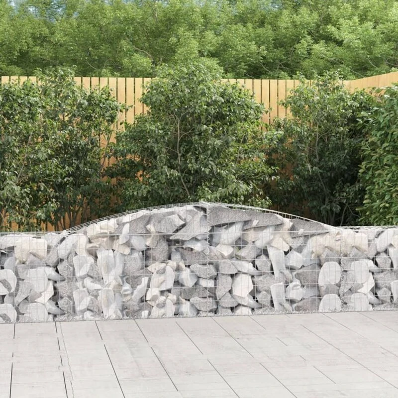 Image of vidaXL Arched Gabion Baskets 7 pcs 400x30x60/80cm Galvanised Iron, Silver 3146845