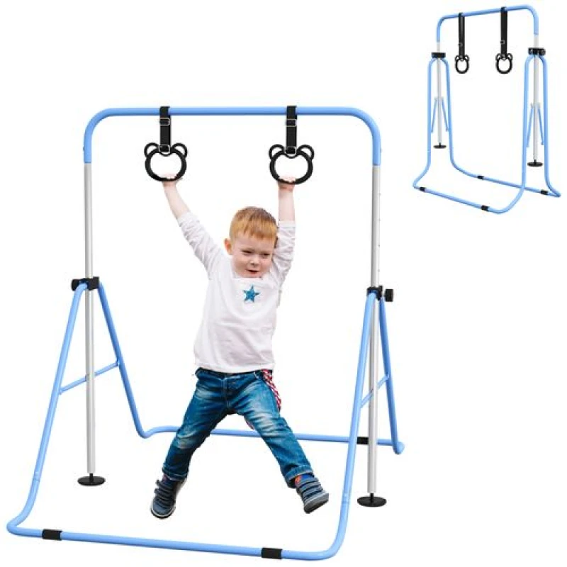 Image of HOMCOM Adjustable Height, Foldable Kids Gymnastics Bar Childrens Toys One Size Purple 72321324000