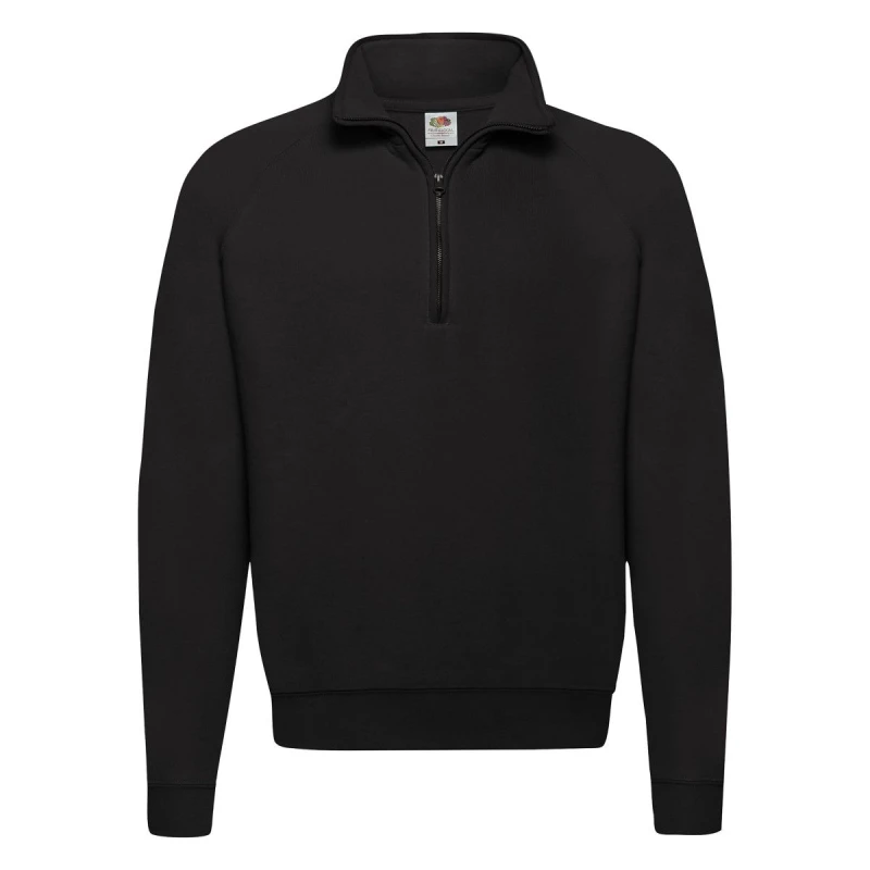 Image of Fruit Of The Loom Fruit of the Loom Men Classic 80 20 Zip Neck Sweatshirt in Black Size: Small Black S Male 5063470594405