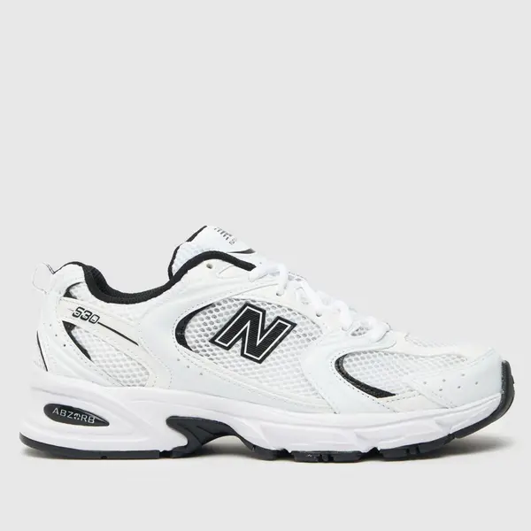 Image of New Balance White With Black 530 Trainers