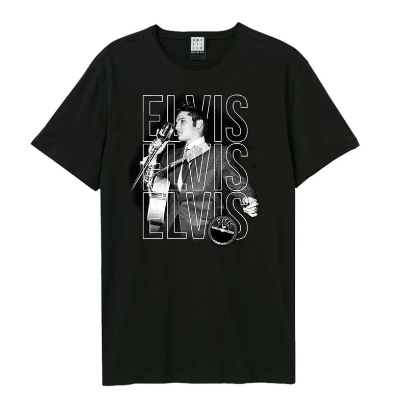 Image of Amplified Amplified Men Triple Elvis Sun Rrds & Elvis T-Shirt in Black Size: X-Small Black XS Male 5063852067572