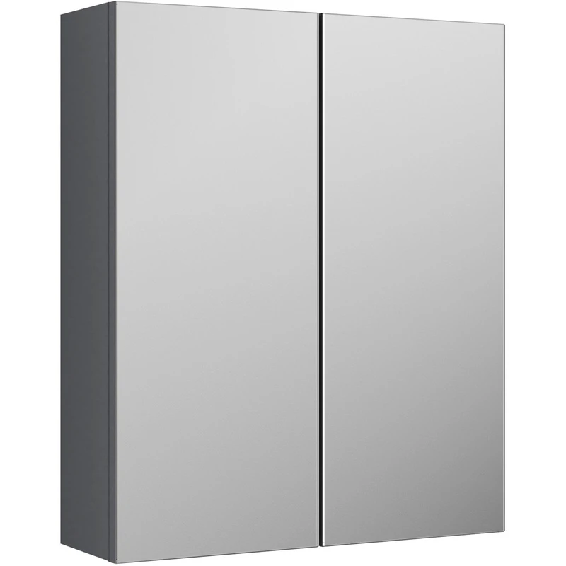 Image of NUIE Parade 2-Door Mirrored Bathroom Cabinet 600mm Wide - Satin Anthracite - Nuie OFF1417