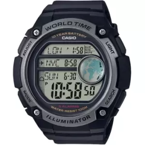 Image of Mens Casio 'Collection' Black and LCD Plastic/Resin Quartz Chronograph Watch