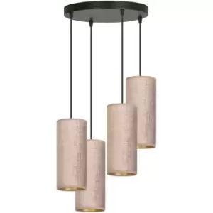 Image of Emibig Bente Black Cluster Pendant Ceiling Light with Pink Fabric Shades, 4x E14